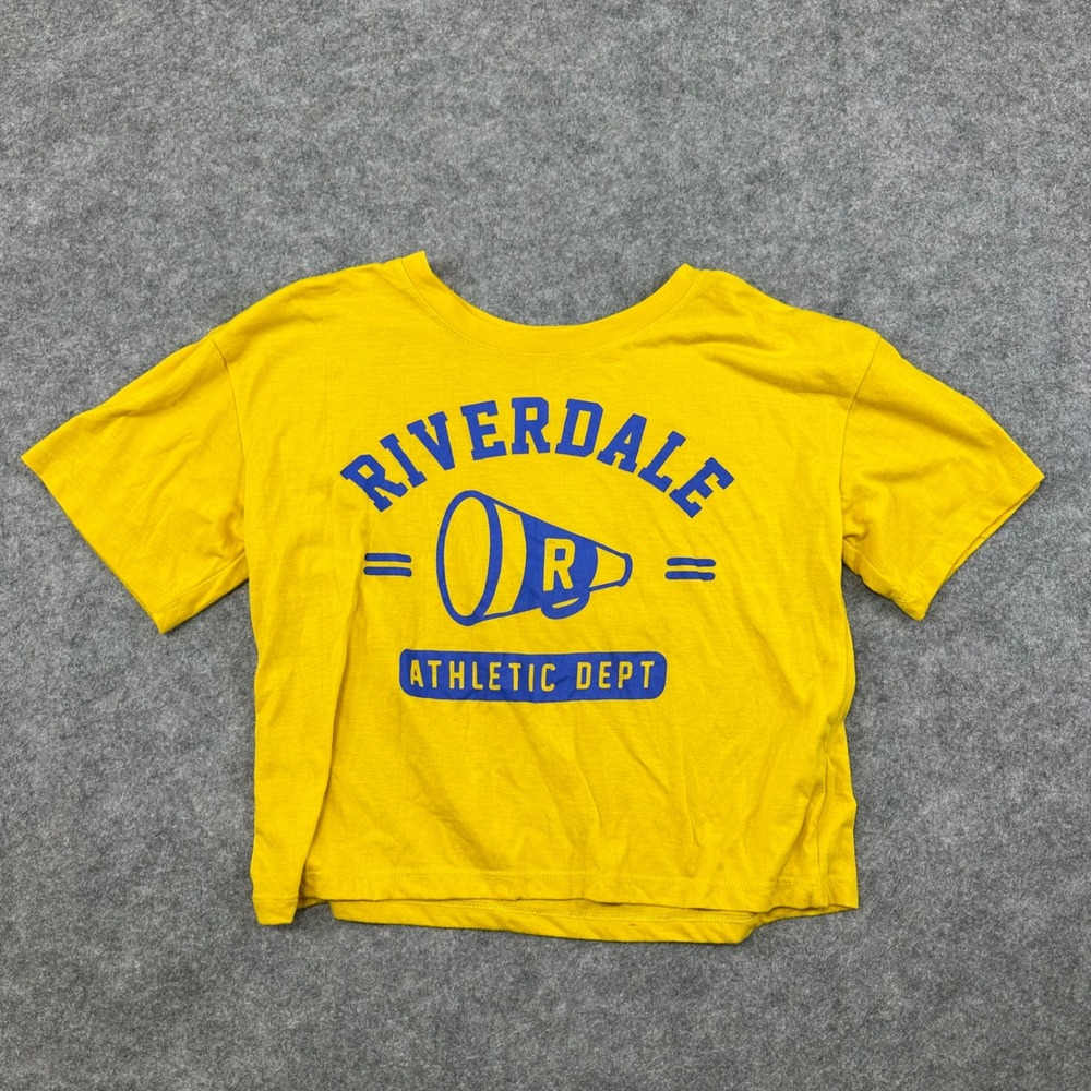 Archie Comics Riverdale T-Shirt Women L Yellow Cheerleader Graphic Crop Top Tee